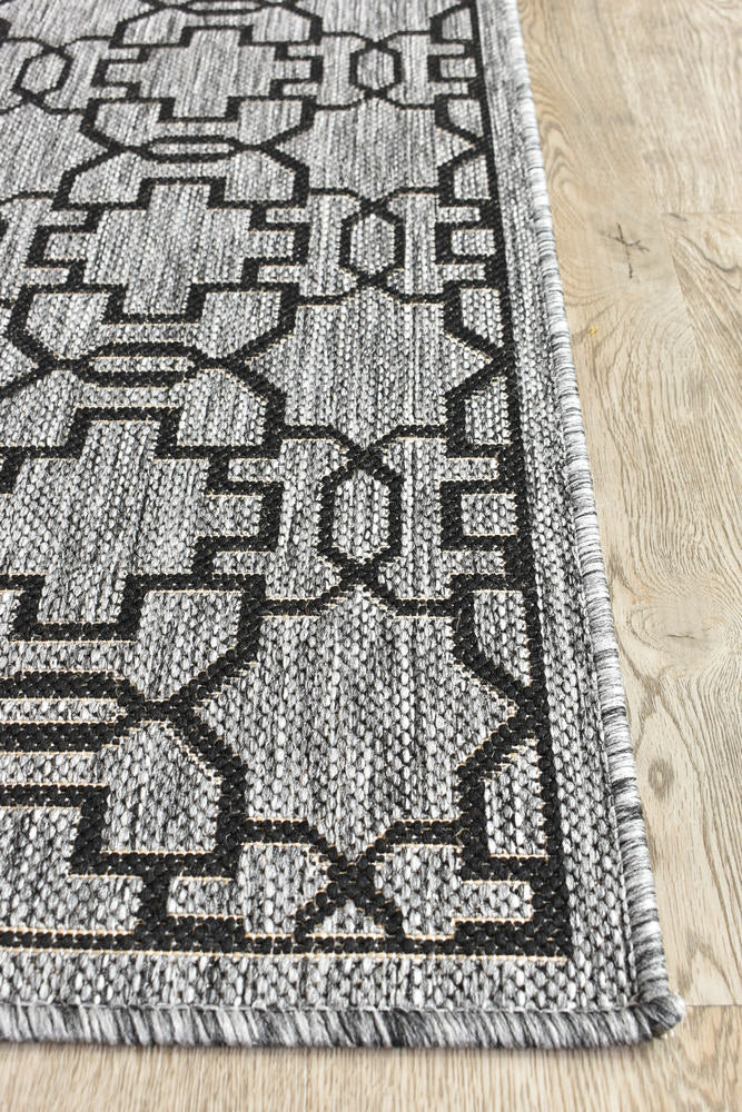 Alaska Grey Black Rug - Turkish-inspired indoor/outdoor rug from Treasures of Turkey