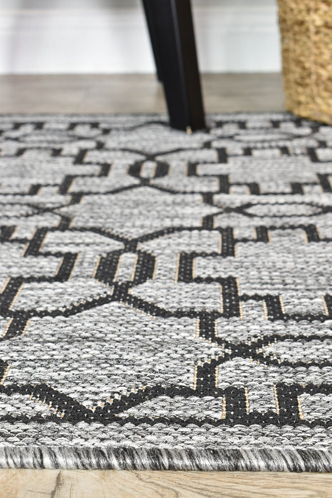 Alaska Grey Black Rug - Turkish-inspired indoor/outdoor rug from Treasures of Turkey