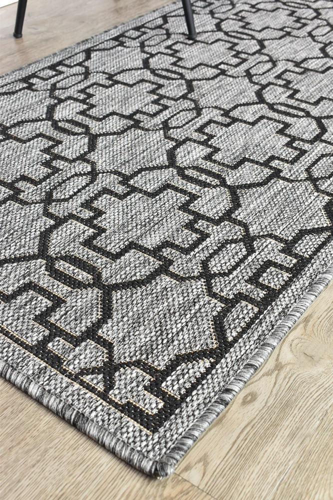 long-island Runner Grey Black Rug - Turkish-inspired hallway runner rug from Treasures of Turkey