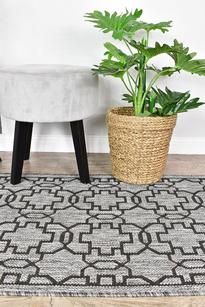 long-island Runner Grey Black Rug - Turkish-inspired hallway runner rug from Treasures of Turkey