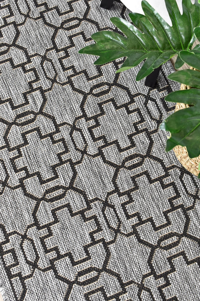 long-island Runner Grey Black Rug - Turkish-inspired hallway runner rug from Treasures of Turkey