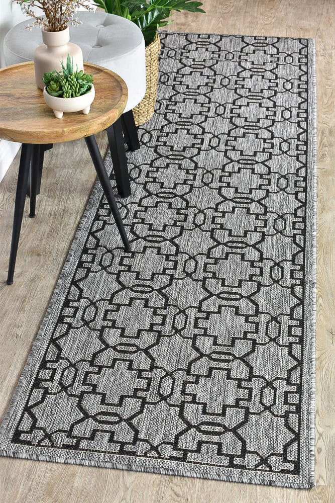 Alaska Grey Black Rug - Turkish-inspired indoor/outdoor rug from Treasures of Turkey