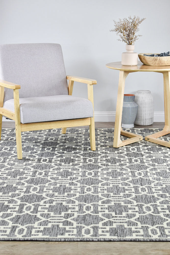 Alaska Grey Cream Rug - Turkish-inspired indoor/outdoor rug from Treasures of Turkey