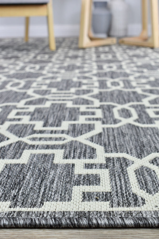 Alaska Grey Cream Rug - Turkish-inspired indoor/outdoor rug from Treasures of Turkey