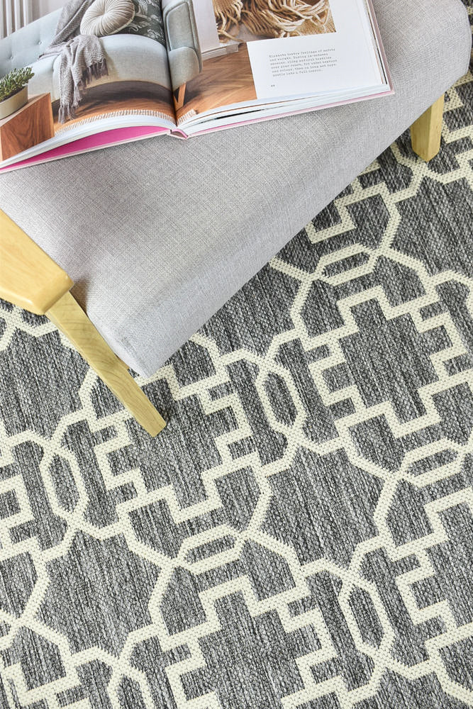 Alaska Grey Cream Rug - Turkish-inspired indoor/outdoor rug from Treasures of Turkey