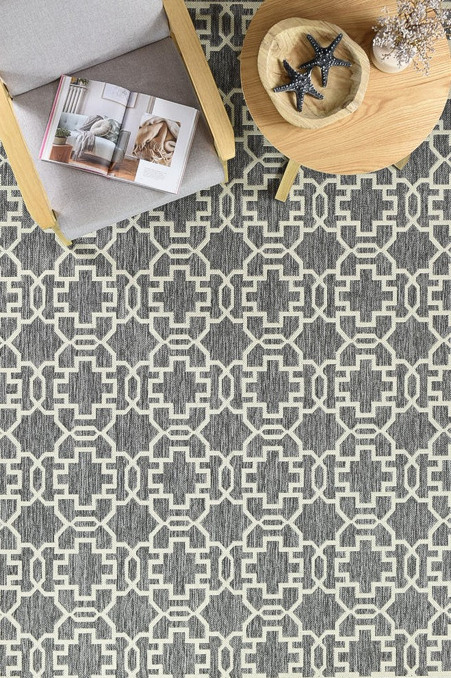 Alaska Grey Cream Rug - Turkish-inspired indoor/outdoor rug from Treasures of Turkey