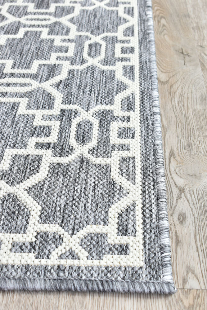 Alaska Grey Cream Rug - Turkish-inspired indoor/outdoor rug from Treasures of Turkey