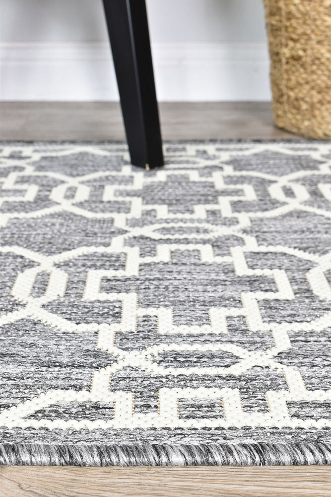 Alaska Grey Cream Rug - Turkish-inspired indoor/outdoor rug from Treasures of Turkey