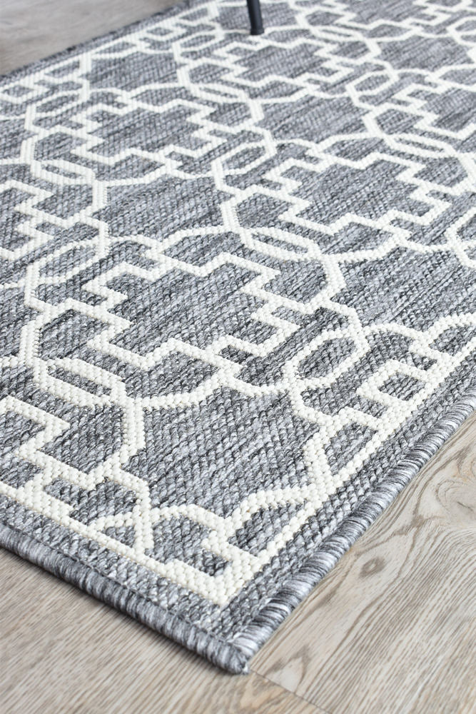 Alaska Grey Cream Rug - Turkish-inspired indoor/outdoor rug from Treasures of Turkey
