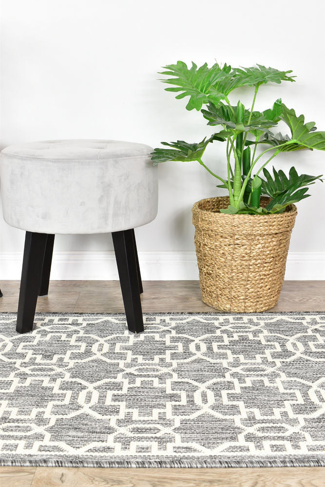 Alaska Grey Cream Rug - Turkish-inspired indoor/outdoor rug from Treasures of Turkey