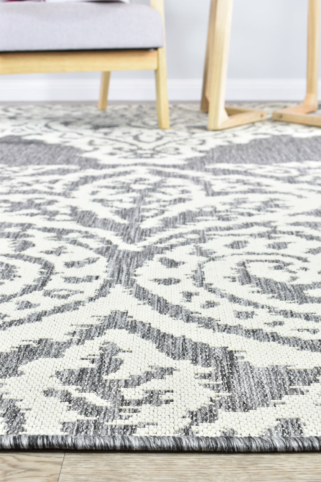 Alaska Grey Cream Rug - Turkish-inspired indoor/outdoor rug from Treasures of Turkey