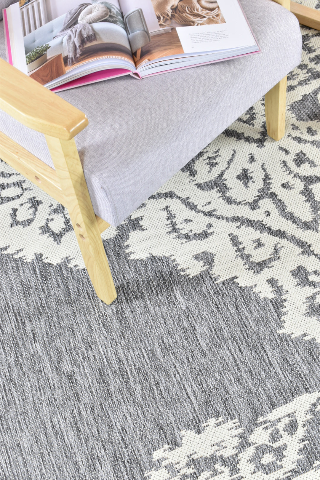 Alaska Grey Cream Rug - Turkish-inspired indoor/outdoor rug from Treasures of Turkey