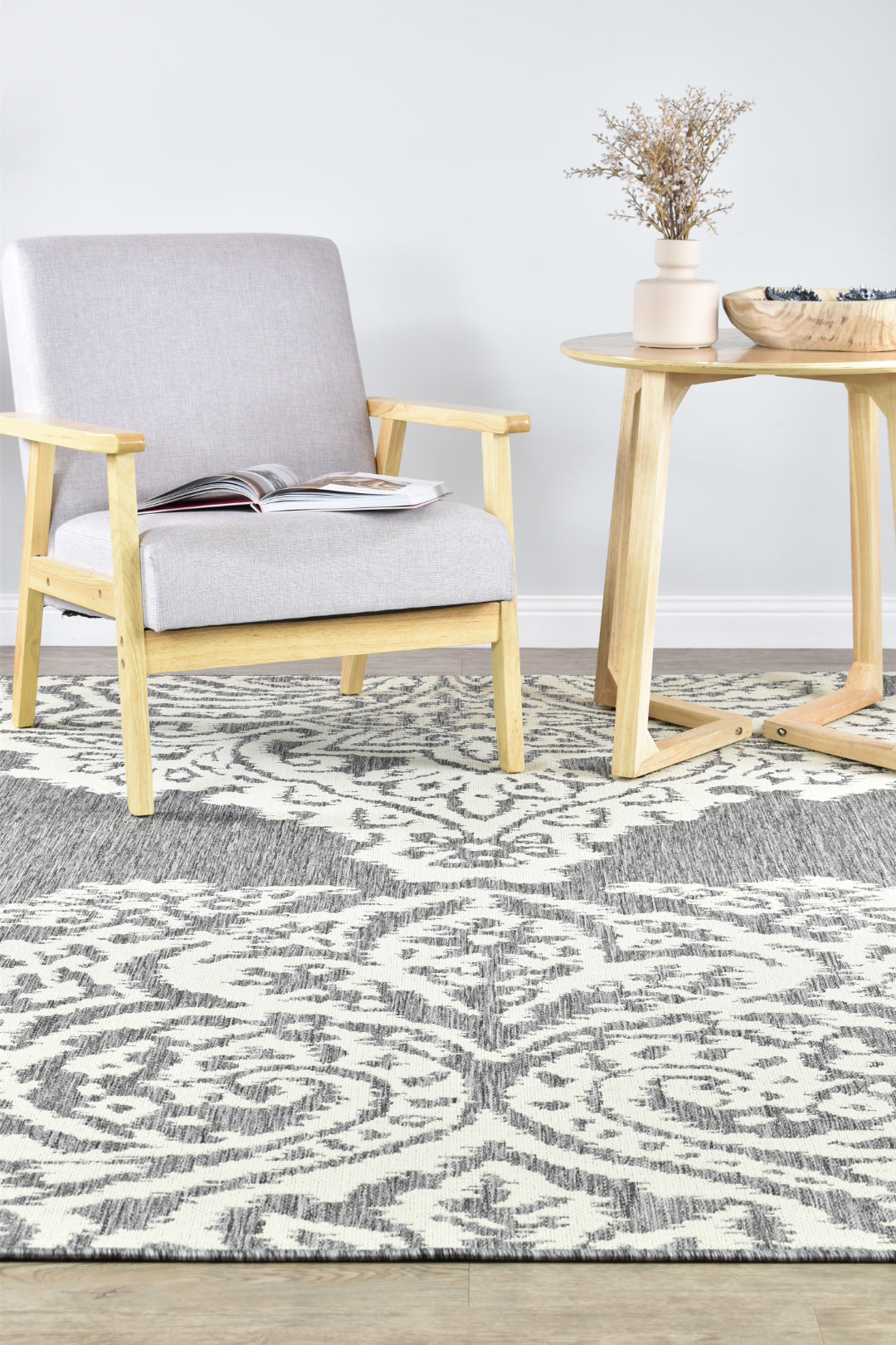 Alaska Grey Cream Rug - Turkish-inspired indoor/outdoor rug from Treasures of Turkey