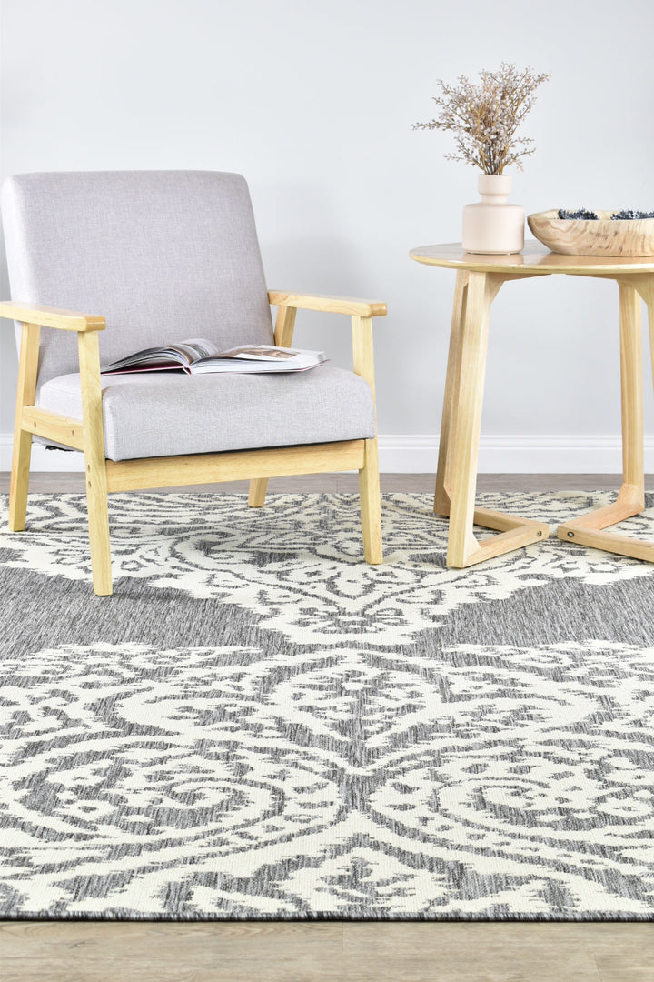 Alaska Grey Cream Rug - Turkish-inspired indoor/outdoor rug from Treasures of Turkey