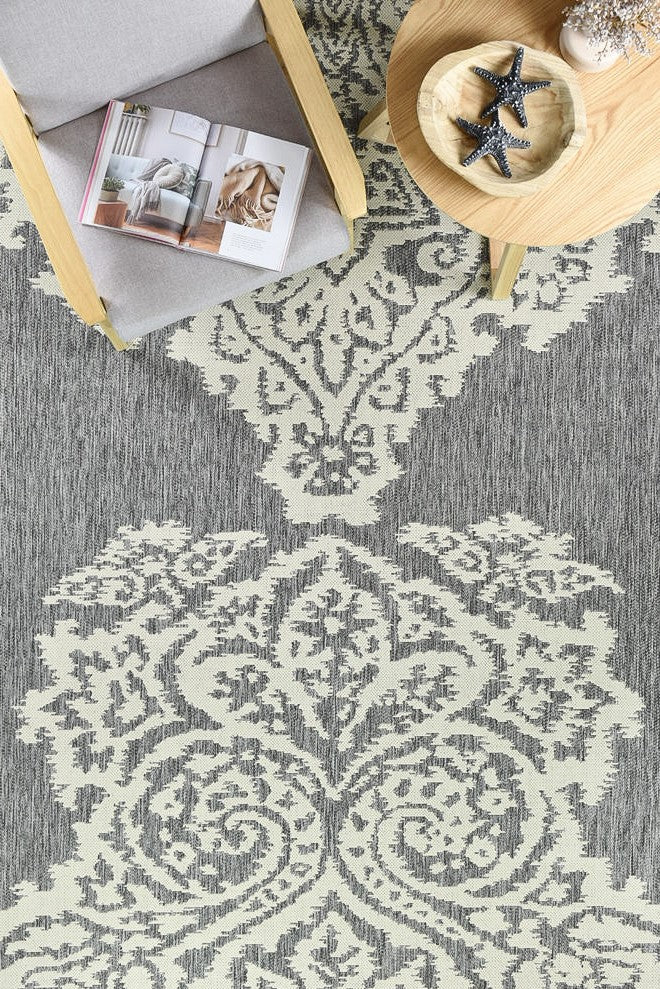 Alaska Grey Cream Rug - Turkish-inspired indoor/outdoor rug from Treasures of Turkey
