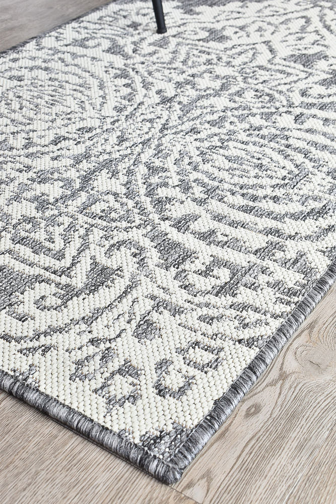 Alaska Grey Cream Rug - Turkish-inspired indoor/outdoor rug from Treasures of Turkey