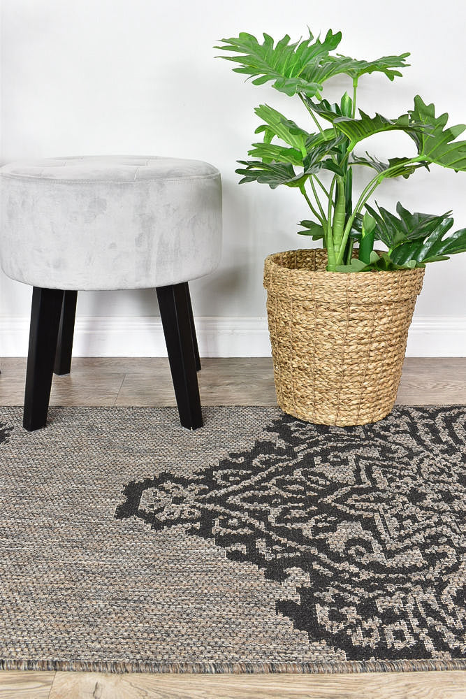 Alaska Runner Brown Black - Turkish-inspired hallway runner rug from Treasures of Turkey
