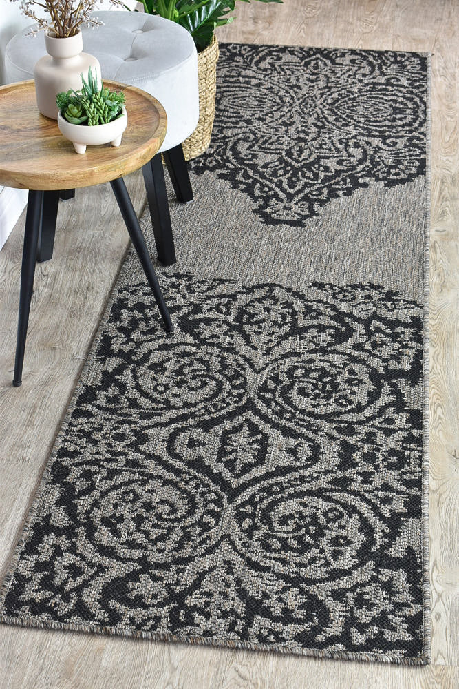 Alaska Runner Brown Black - Turkish-inspired hallway runner rug from Treasures of Turkey