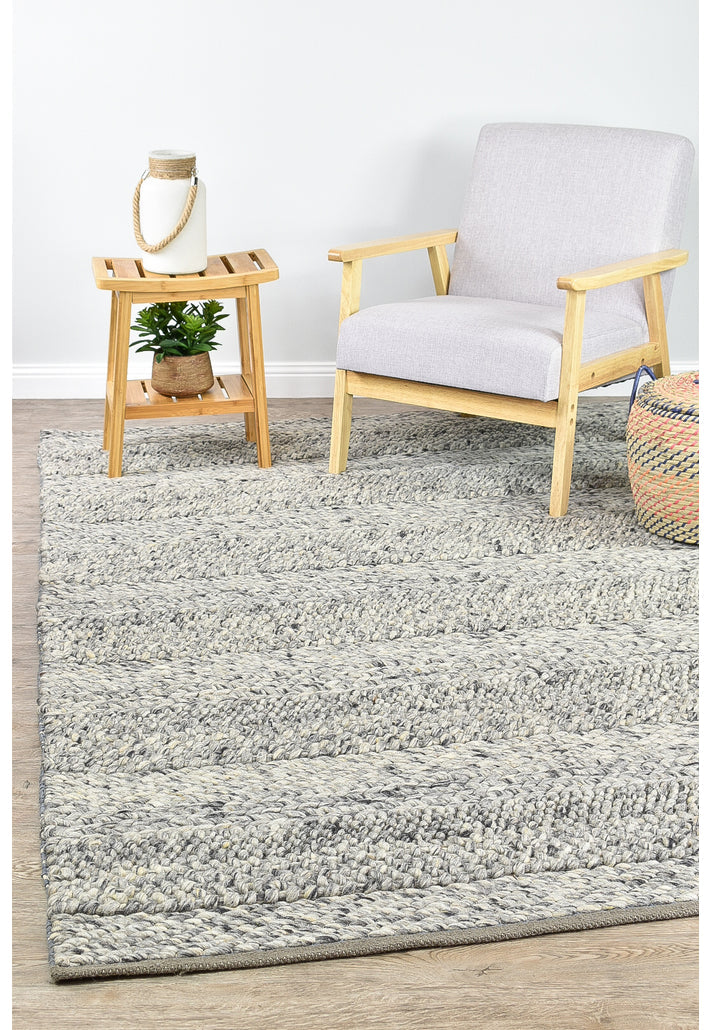 Normandy Grey Rug - Turkish-inspired flatweave rug from Treasures of Turkey