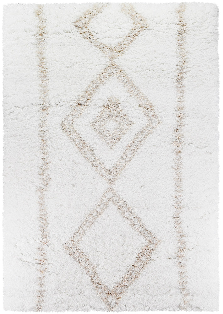 Cobi Beige White Rug - Turkish-inspired shaggy rug from Treasures of Turkey