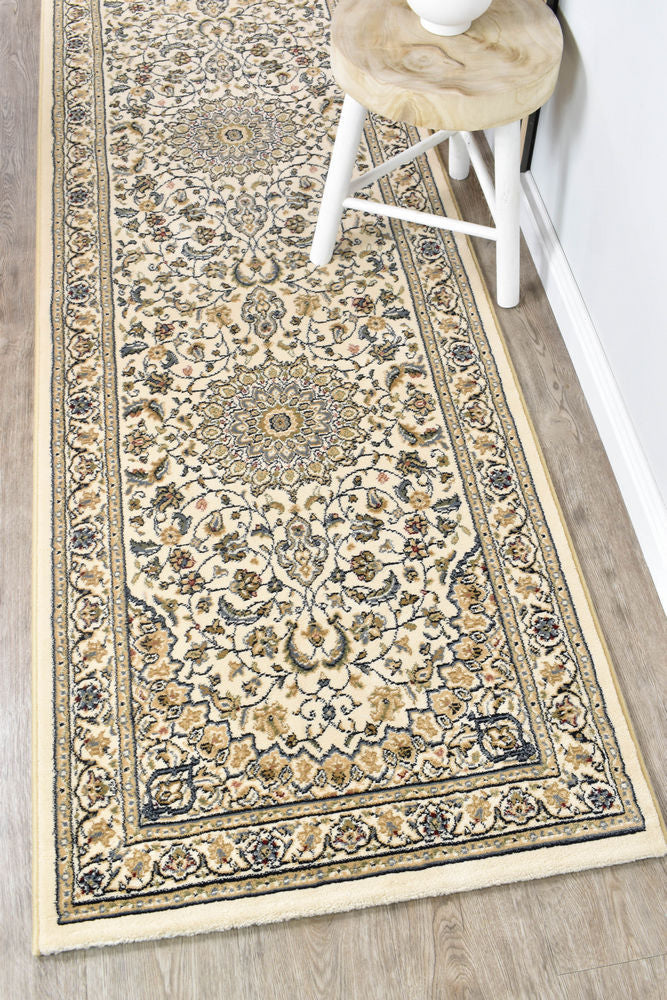 Decora Beige Runner - Turkish-inspired hallway runner rug from Treasures of Turkey
