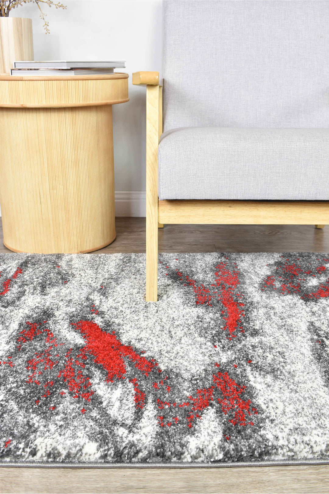Millard Grey Red Rug - Turkish-inspired modern rug from Treasures of Turkey