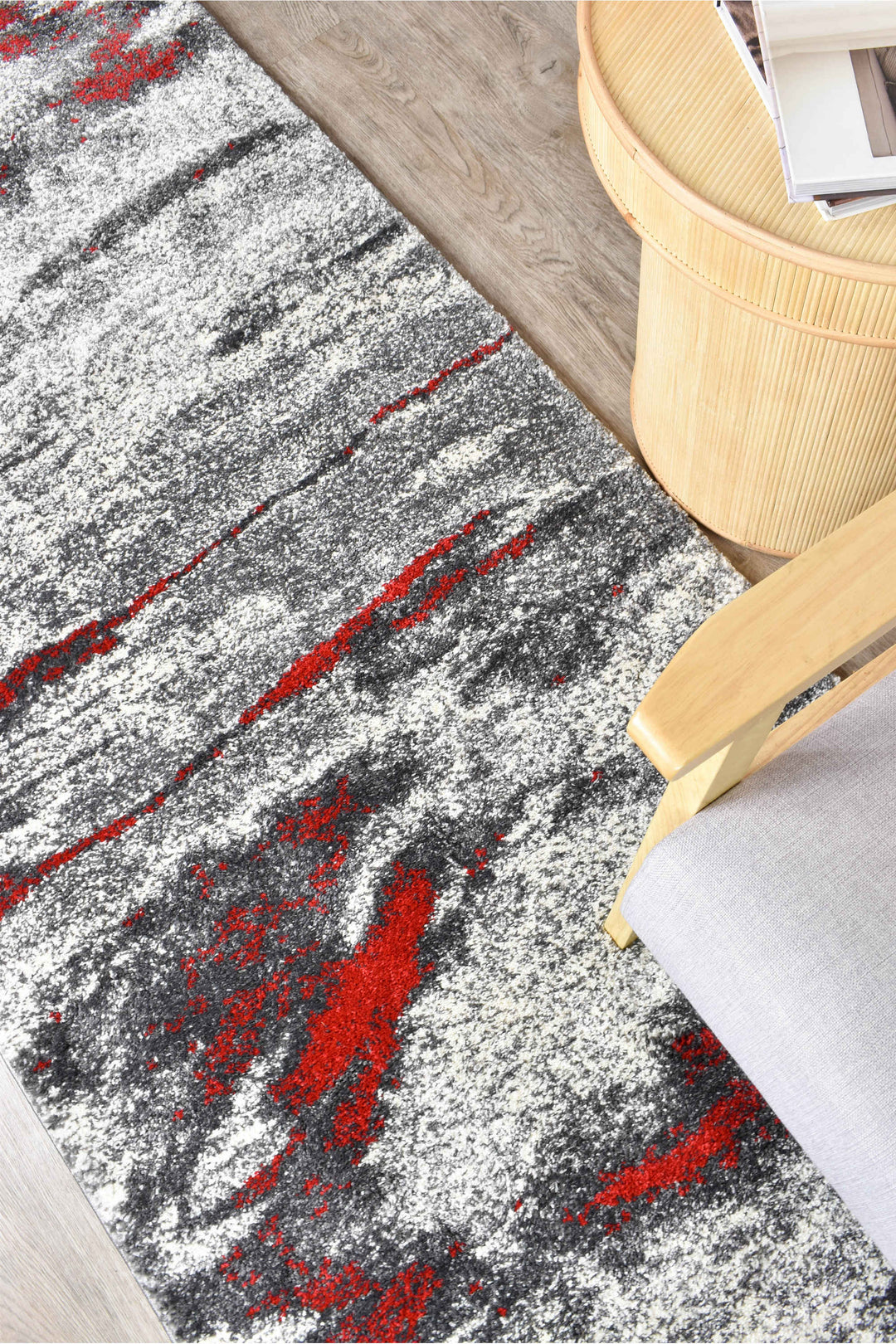 Millard Grey Red Rug - Turkish-inspired modern rug from Treasures of Turkey