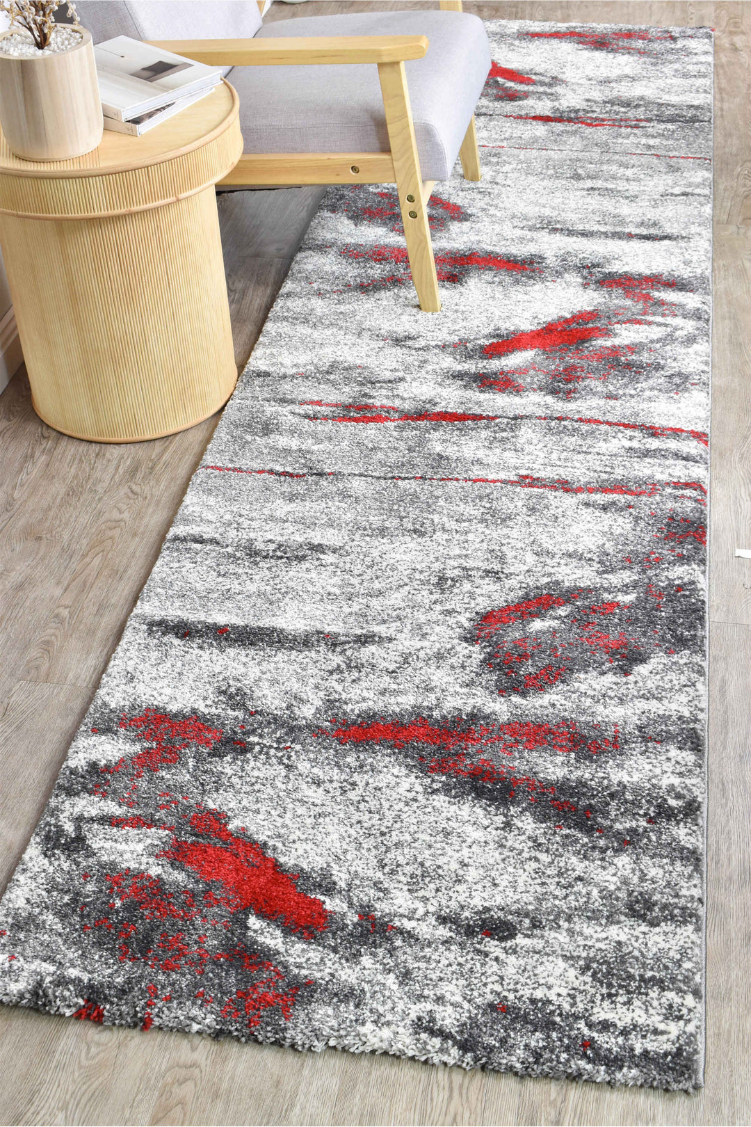 Millard Grey Red Rug - Turkish-inspired modern rug from Treasures of Turkey
