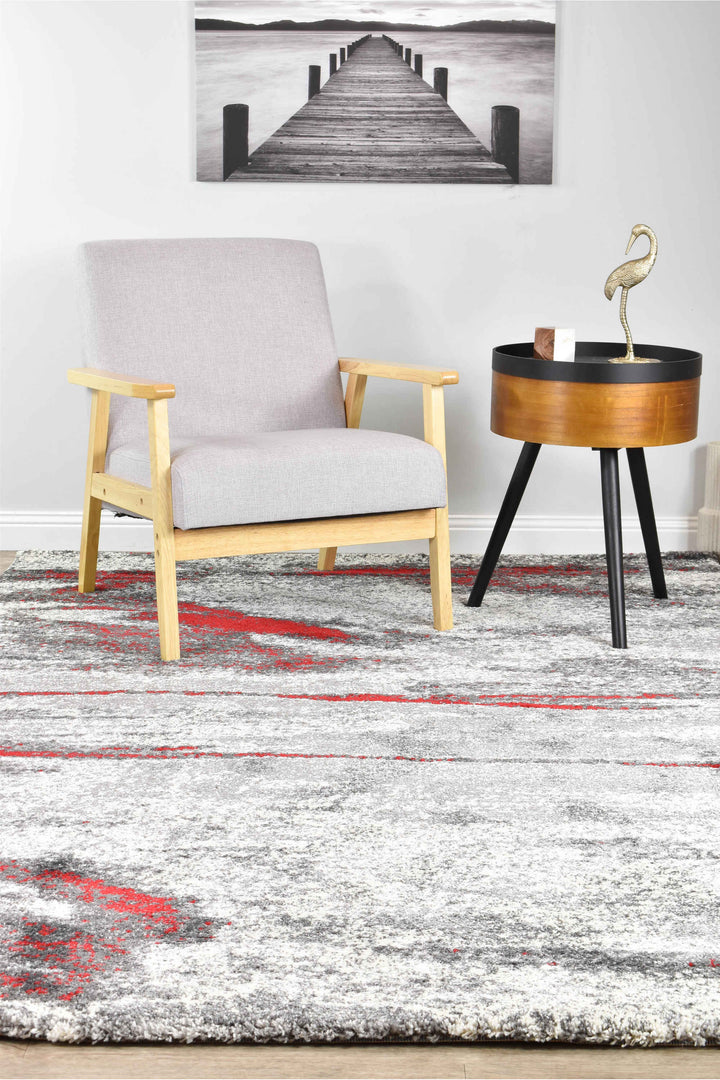 Millard Grey Red Rug - Turkish-inspired modern rug from Treasures of Turkey