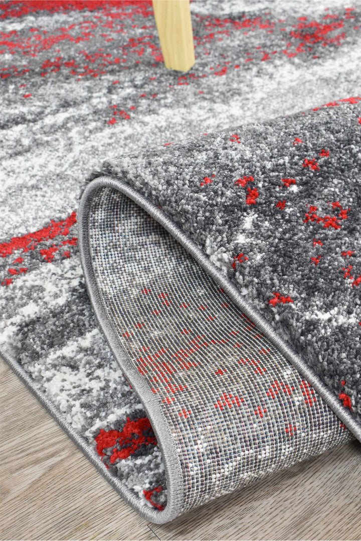 Millard Grey Red Rug - Turkish-inspired modern rug from Treasures of Turkey