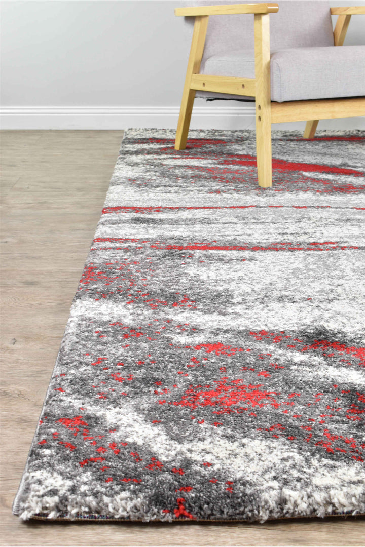 Millard Grey Red Rug - Turkish-inspired modern rug from Treasures of Turkey