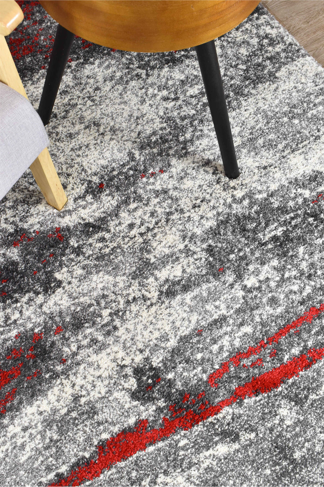 Millard Grey Red Rug - Turkish-inspired modern rug from Treasures of Turkey