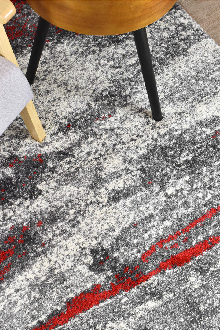 Millard Grey Red Rug - Turkish-inspired modern rug from Treasures of Turkey