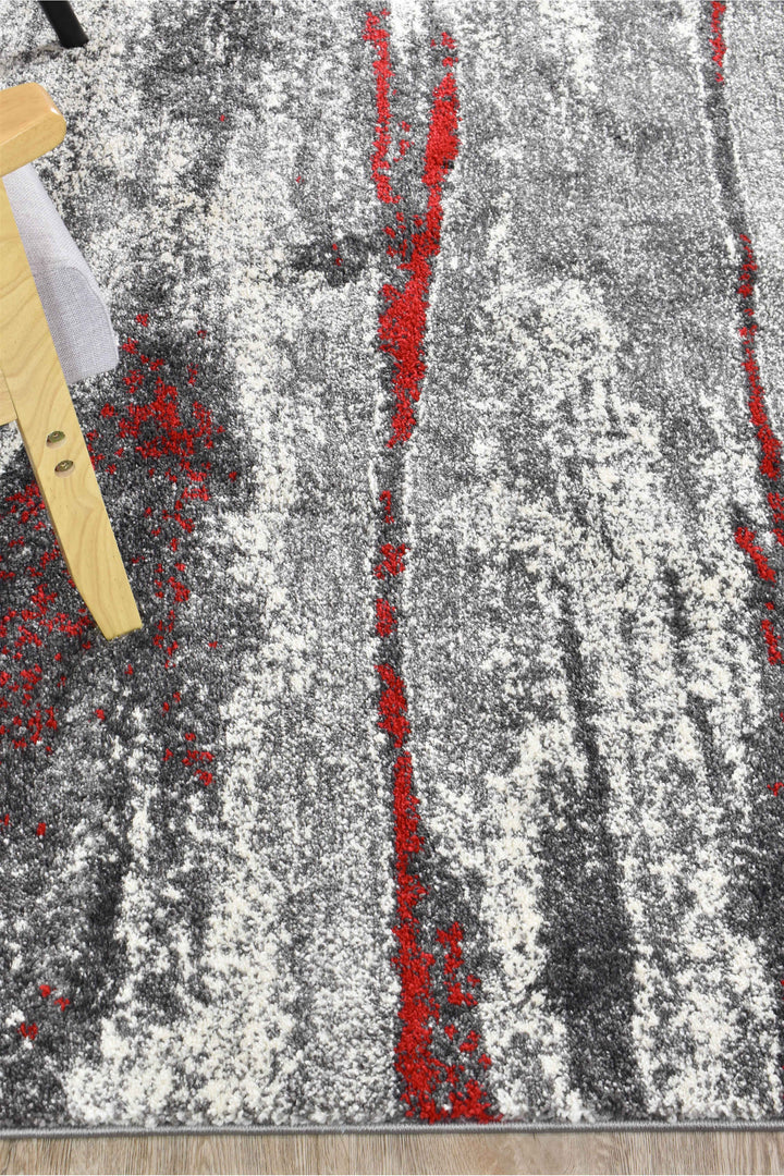 Millard Grey Red Rug - Turkish-inspired modern rug from Treasures of Turkey
