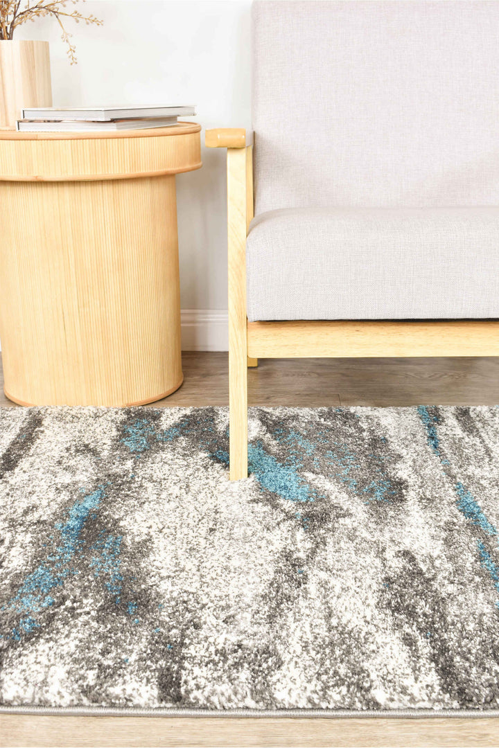 Millard Grey Turquoise Rug - Turkish-inspired modern rug from Treasures of Turkey