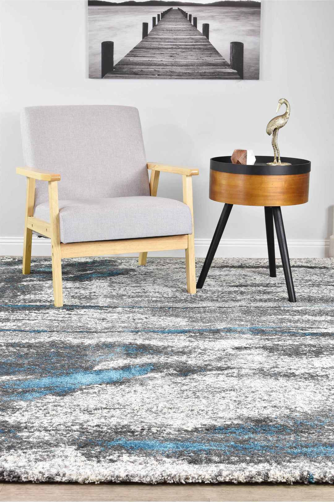 Millard Grey Turquoise Rug - Turkish-inspired modern rug from Treasures of Turkey