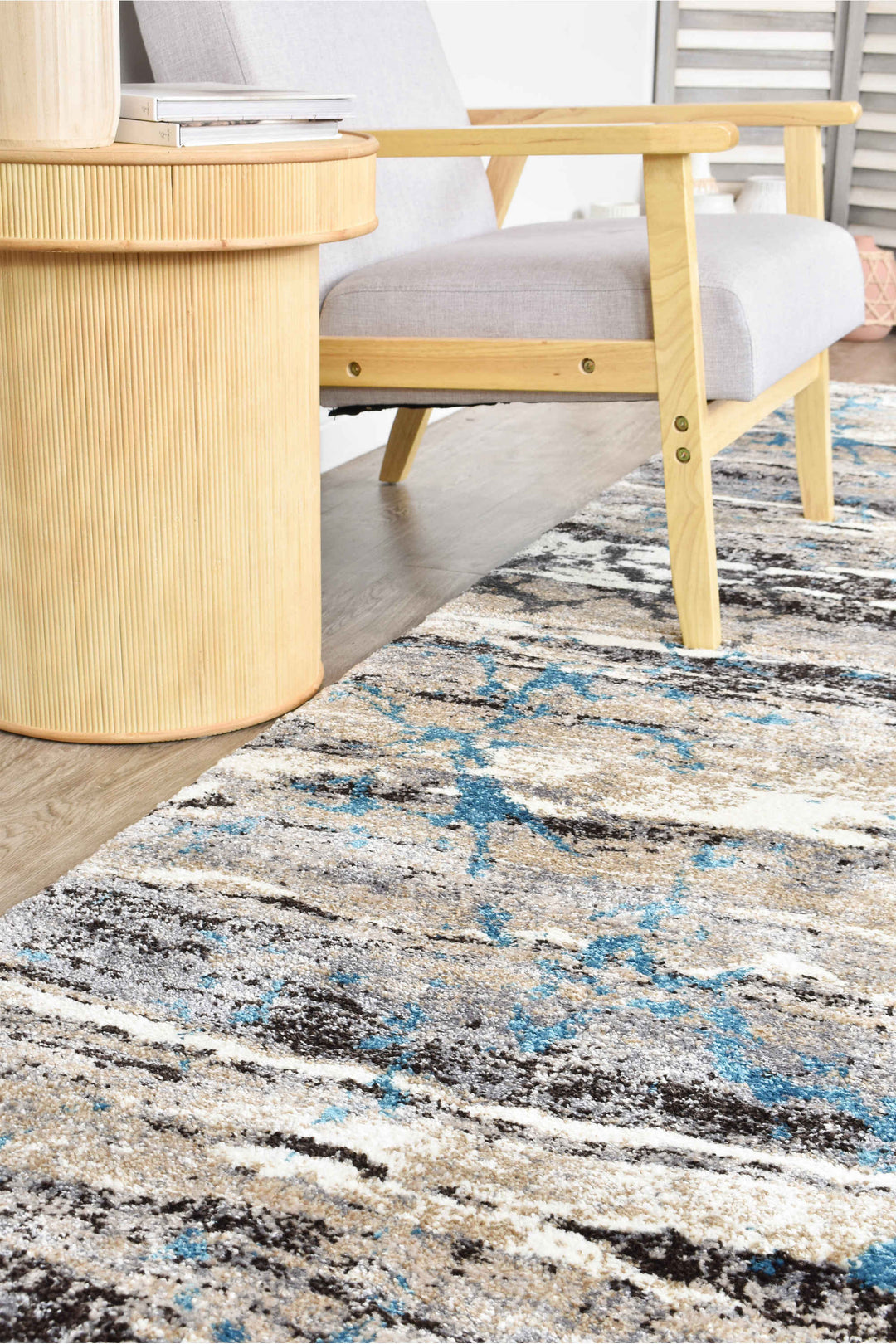Millard Beige Turquoise Rug - Turkish-inspired modern rug from Treasures of Turkey
