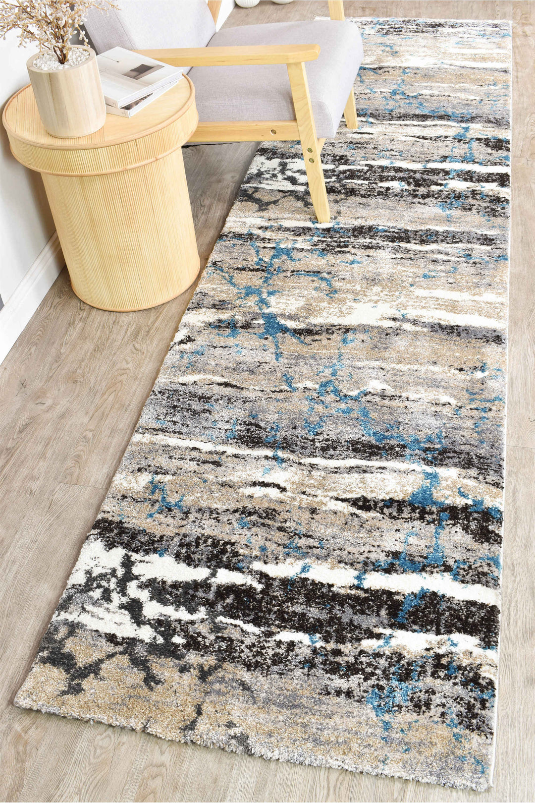 Millard Beige Turquoise Rug - Turkish-inspired modern rug from Treasures of Turkey