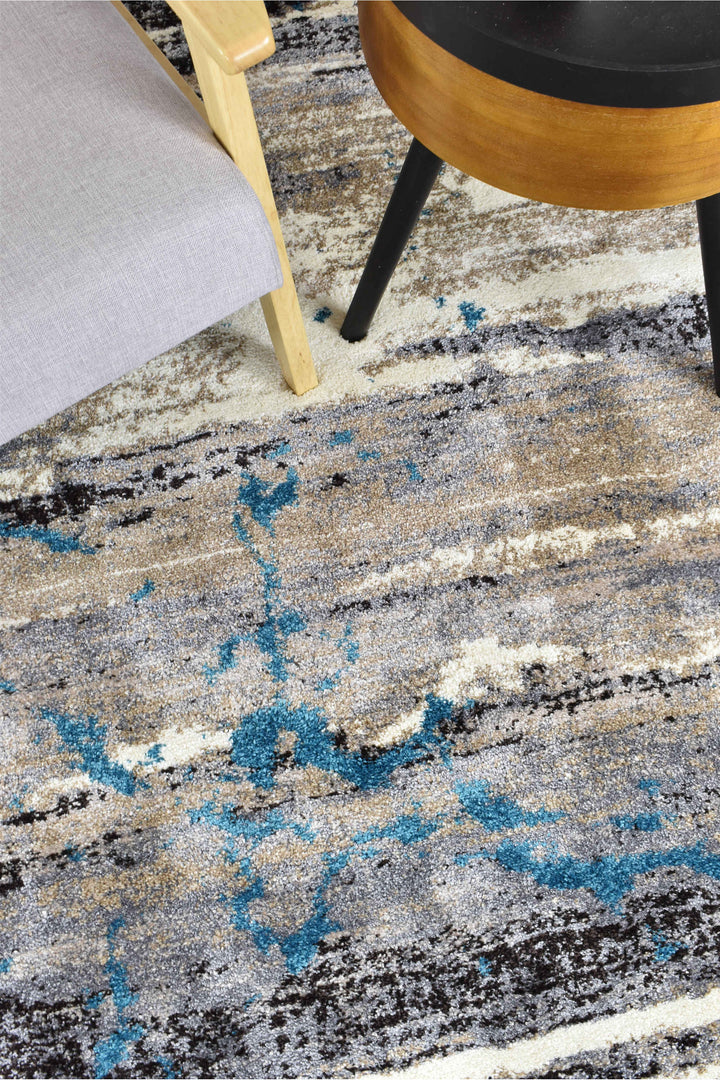 Millard Beige Turquoise Rug - Turkish-inspired modern rug from Treasures of Turkey