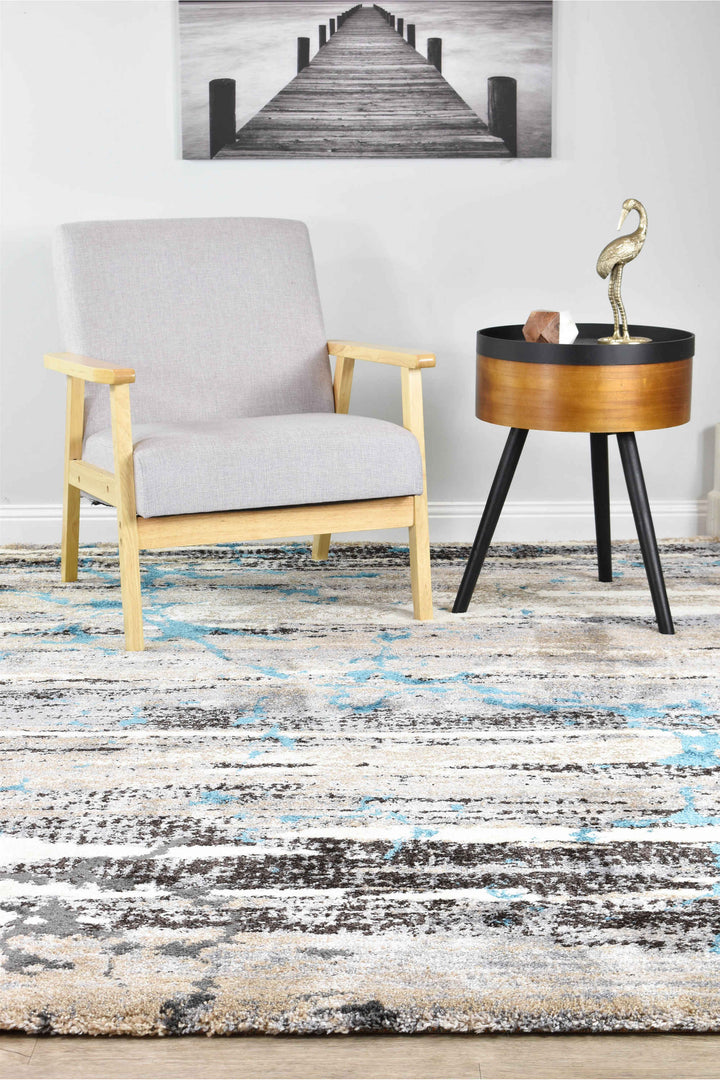 Millard Beige Turquoise Rug - Turkish-inspired modern rug from Treasures of Turkey