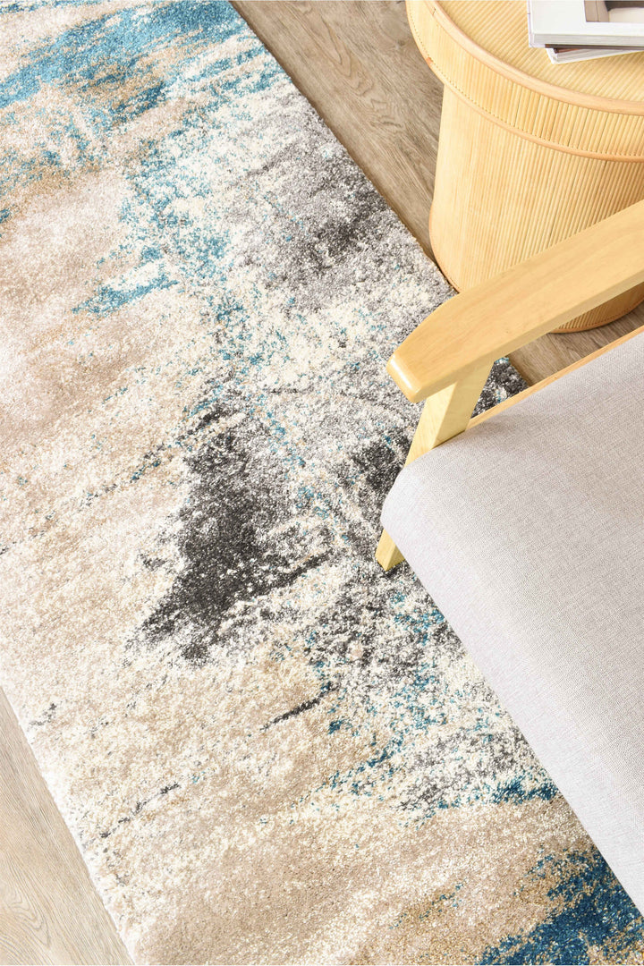 Millard Beige Turquoise Rug - Turkish-inspired modern rug from Treasures of Turkey