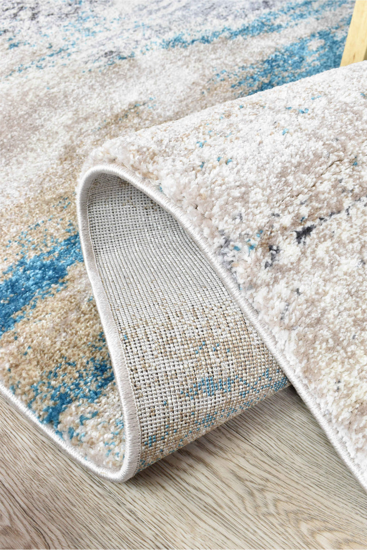 Millard Beige Turquoise Rug - Turkish-inspired modern rug from Treasures of Turkey