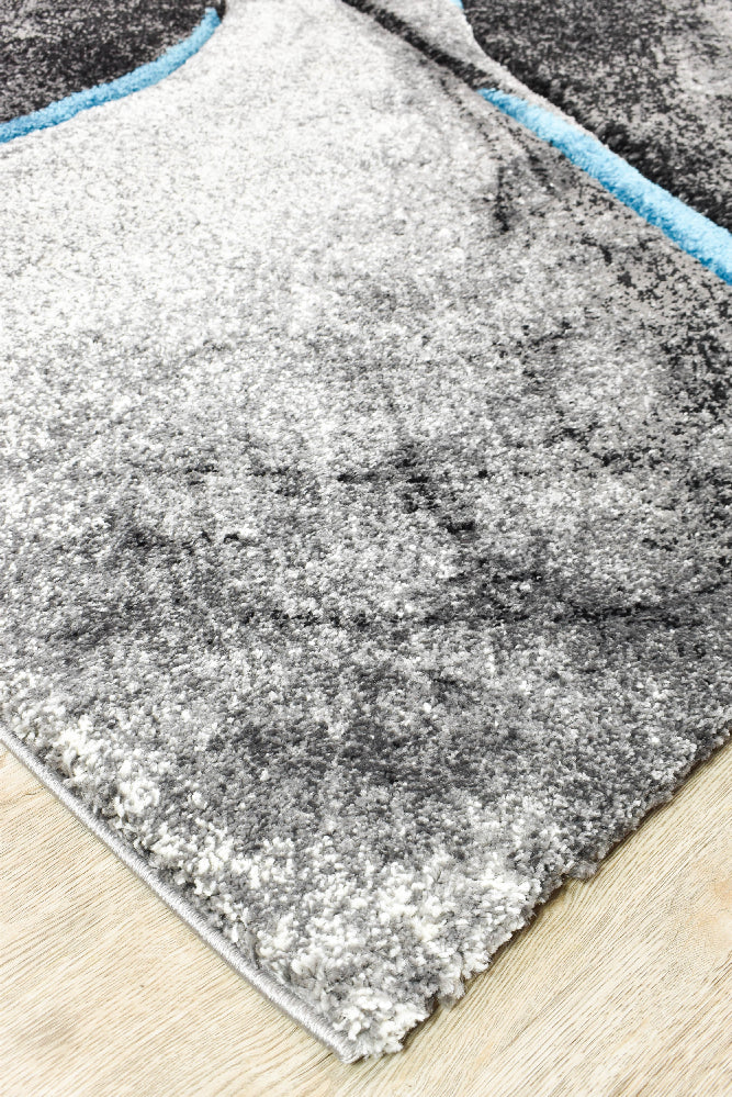 Dahlia Dark Grey Turquoise Rug - Turkish-inspired modern rug from Treasures of Turkey
