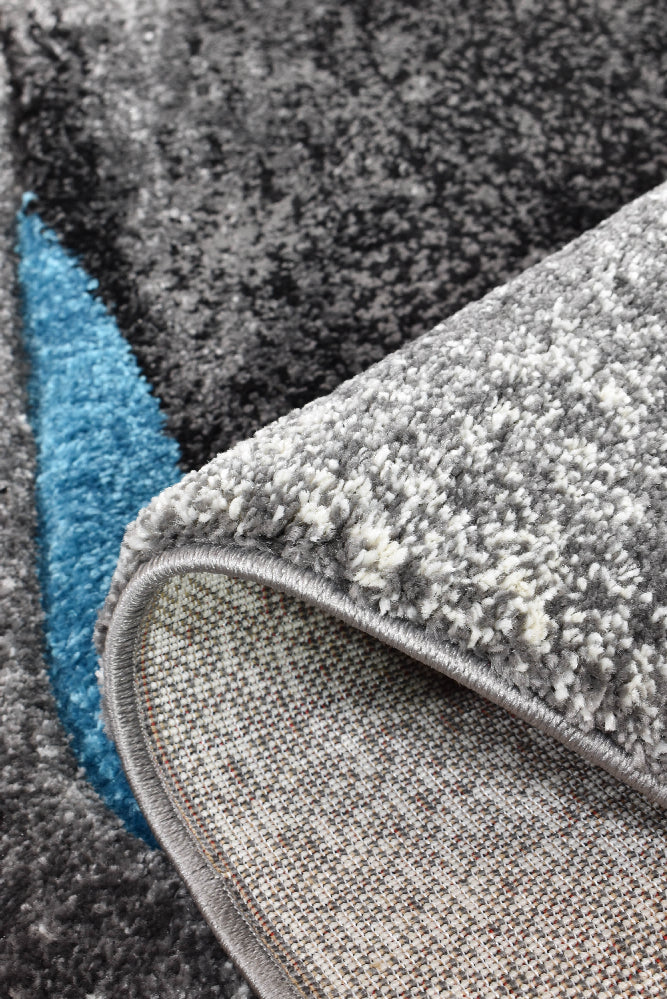 Dahlia Dark Grey Turquoise Rug - Turkish-inspired modern rug from Treasures of Turkey