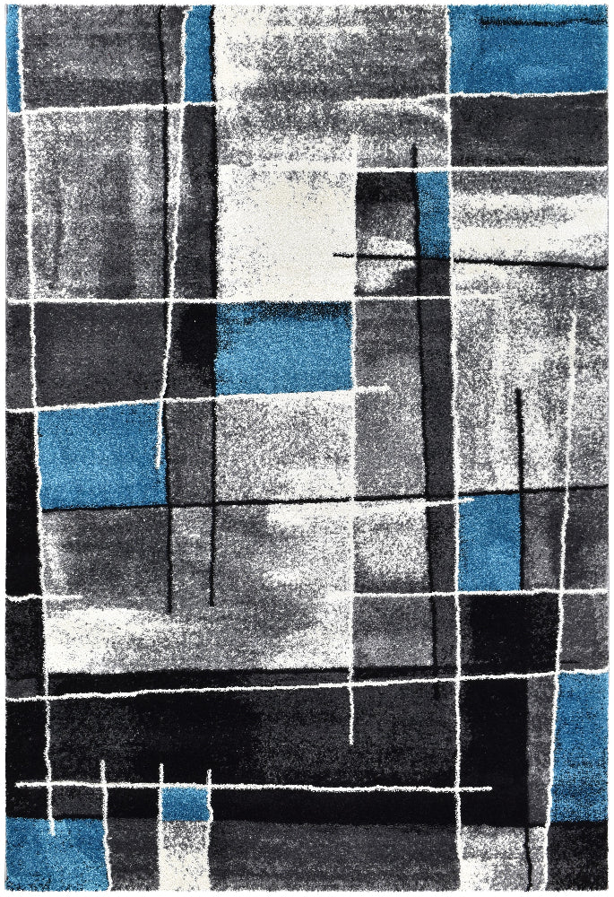 Dahlia Dark Grey Turquoise Rug - Turkish-inspired modern rug from Treasures of Turkey