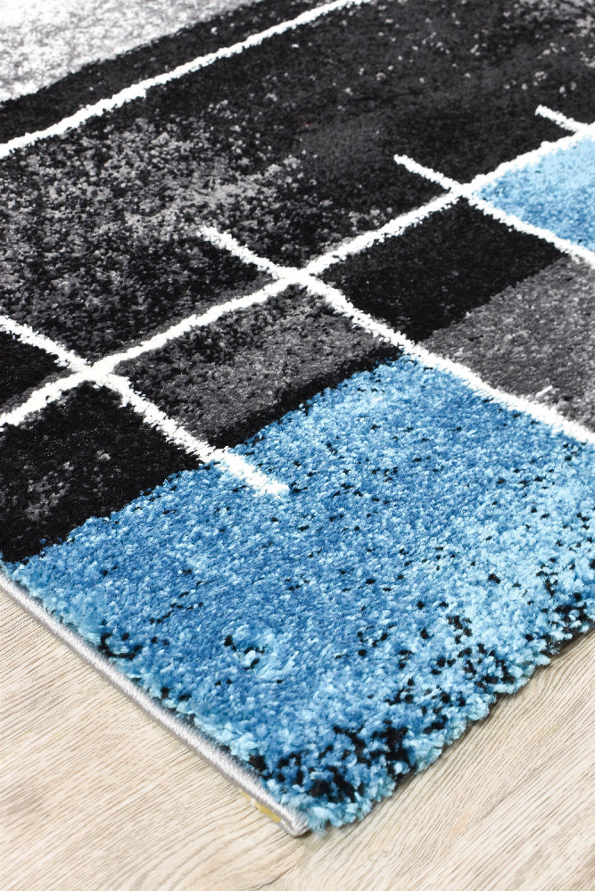 Dahlia Dark Grey Turquoise Rug - Turkish-inspired modern rug from Treasures of Turkey