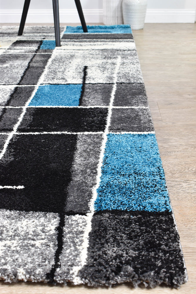 Dahlia Dark Grey Turquoise Rug - Turkish-inspired modern rug from Treasures of Turkey
