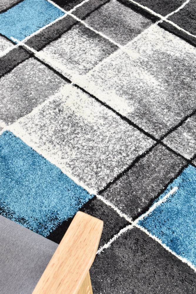Dahlia Dark Grey Turquoise Rug - Turkish-inspired modern rug from Treasures of Turkey