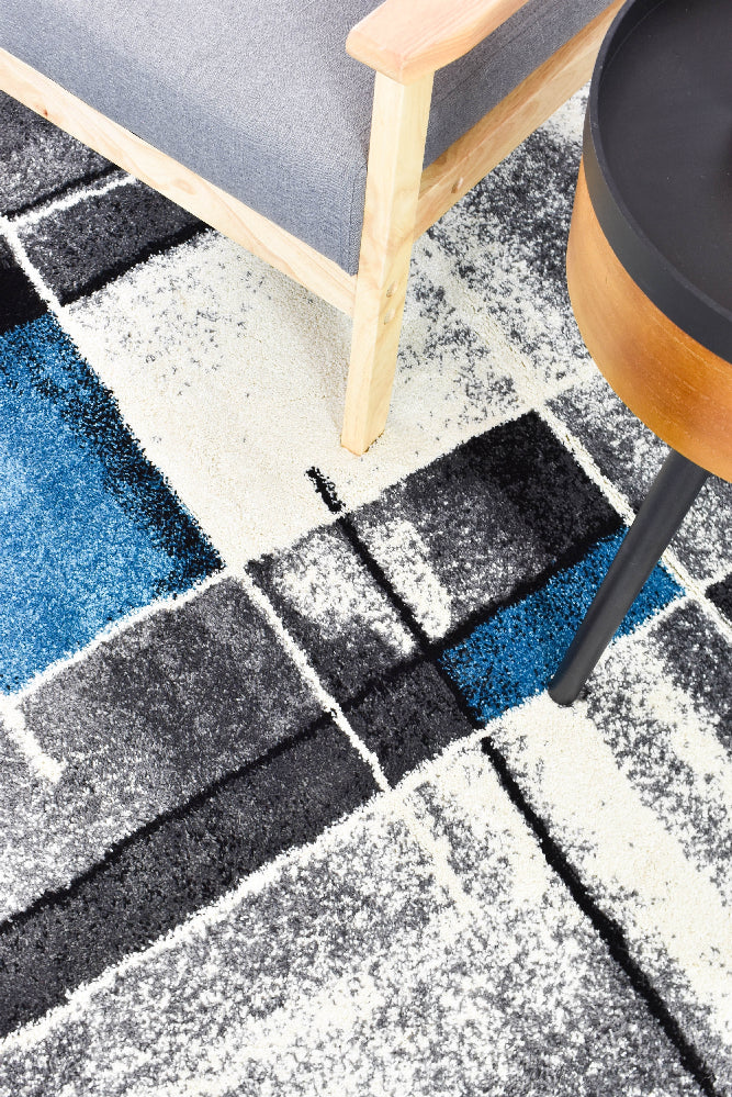 Dahlia Dark Grey Turquoise Rug - Turkish-inspired modern rug from Treasures of Turkey