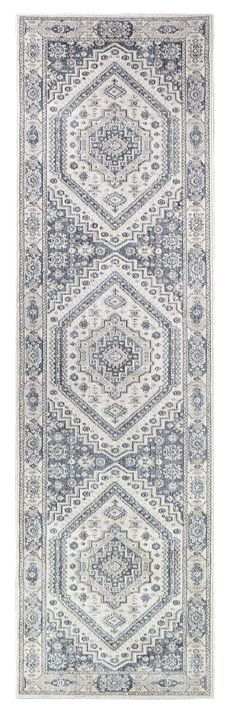 Medina Cream Blue Runner Rug - Turkish-inspired hallway runner rug from Treasures of Turkey